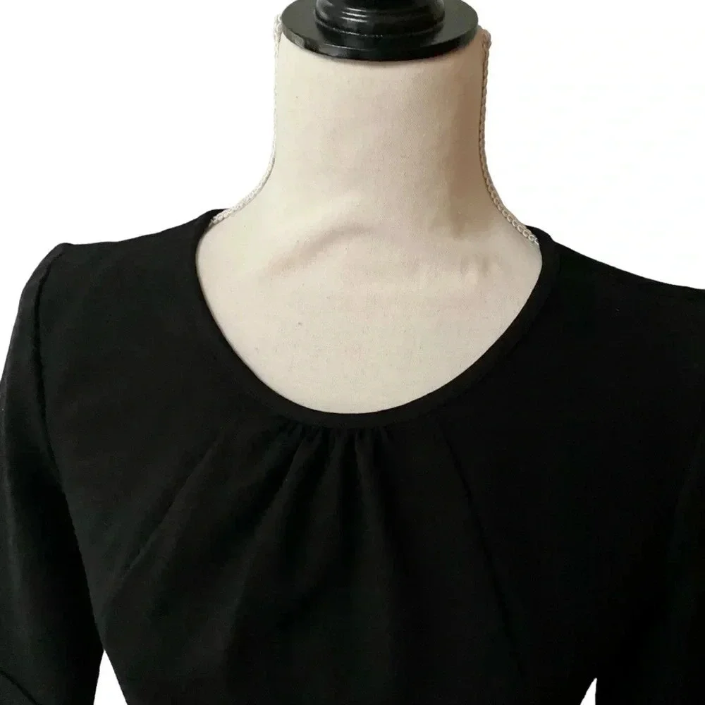 J.Crew Black Label Ponte Bell Sleeve Sheath Dress Black Size 6